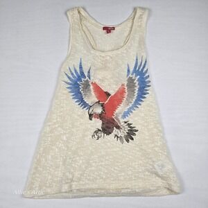 American Eagle Tank Top Womens Juniors Bongo Red White Blue Lace Country Y2K M